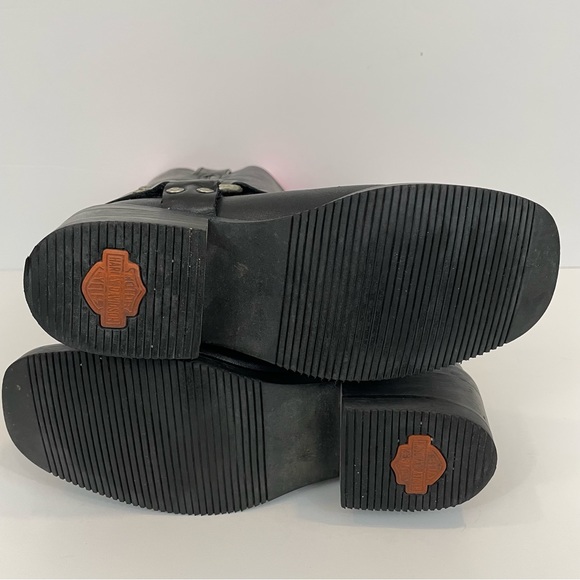 Harley Davidson Riding Boots Women’s 6.5 Black Genuine Leather Moto Biker Strap - Picture 13 of 16